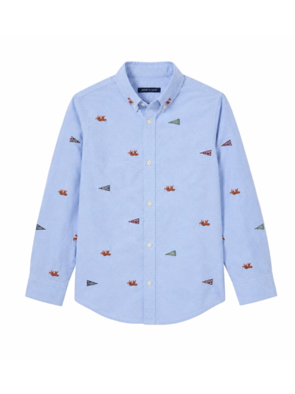 Janie and Jack Boys 8 Embroidered Tiger Sailboat Oxford Shirt Preppy
